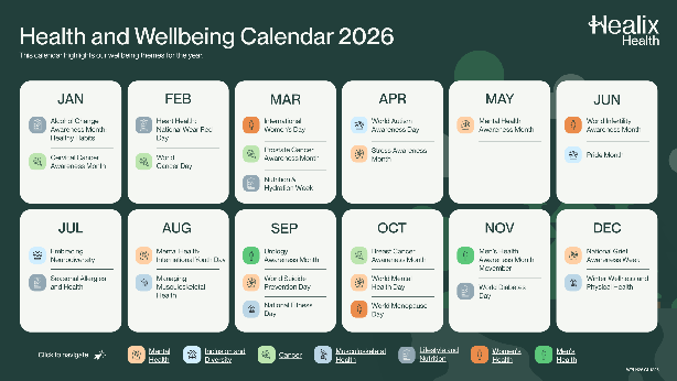 Health and Wellbeing Calendar 2026 | Healix Health