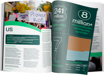 Mockup of the inner pages for the 'Navigating the Polls Election Report'