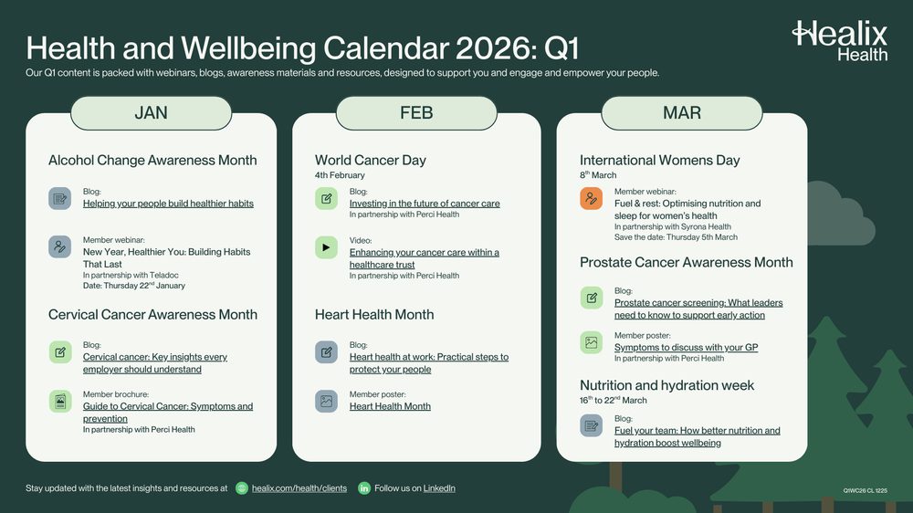 Health and Wellbeing Calendar 2026 | Healix Health